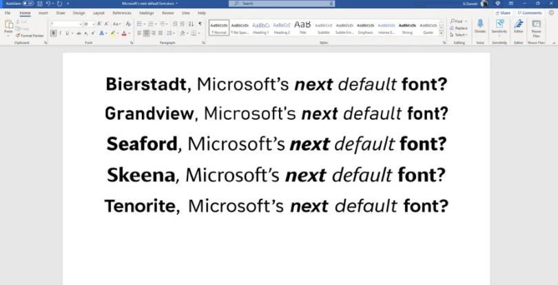 微软正计划i改变默认的Office字体 并希望你帮着挑选一个新的字体